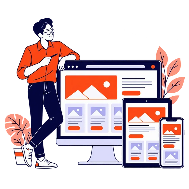 Página web responsive en computadora, tablet y celular
