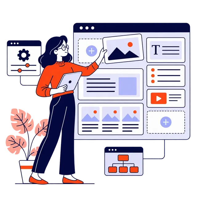 Persona actualizando su página web administrable desde un panel
