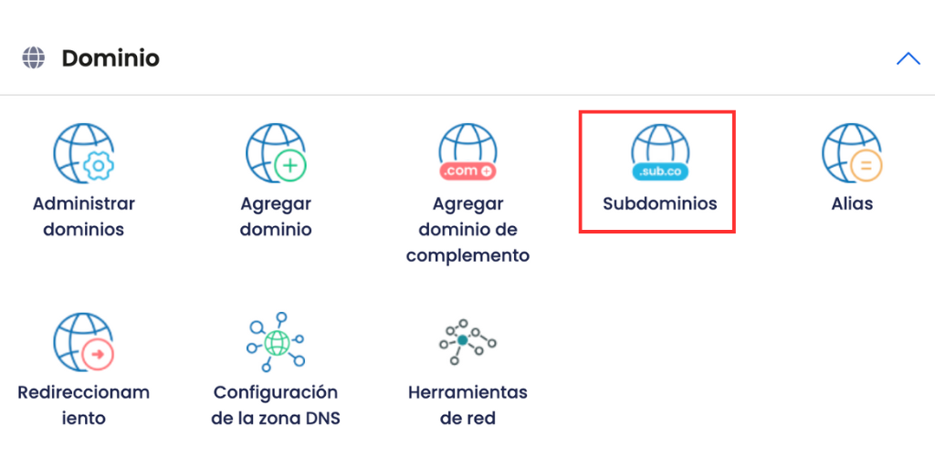 administrar dominios en Webuzo