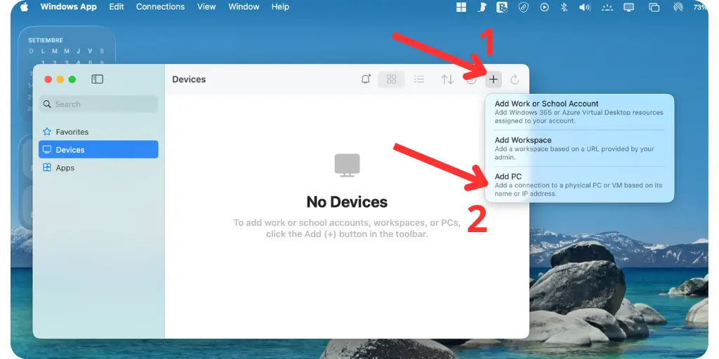 agregar windows server remoto desde apple mac