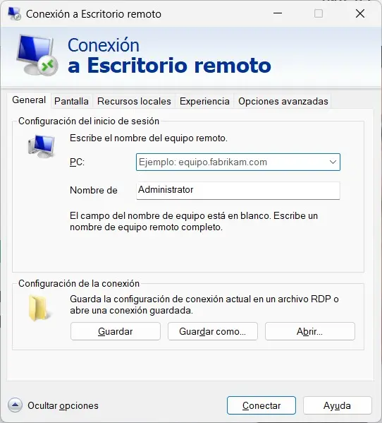 conexion escritorio remoto a windows server 2025