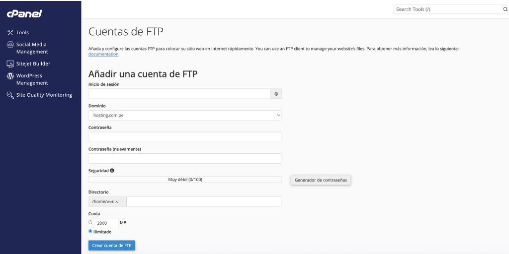 crear cuentas