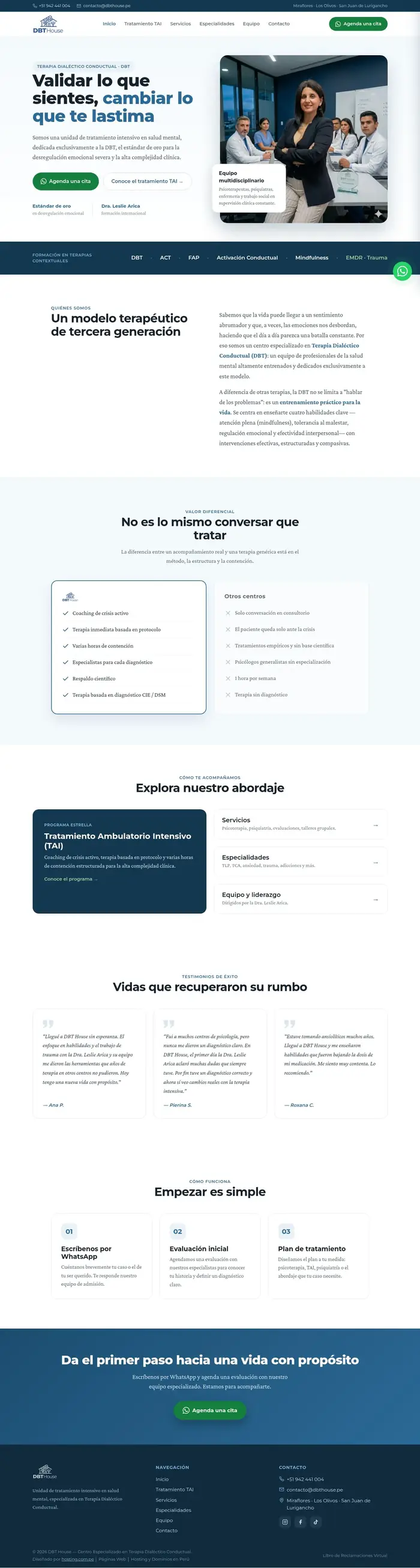 Diseño web de DBT House, centro de terapia DBT en Lima