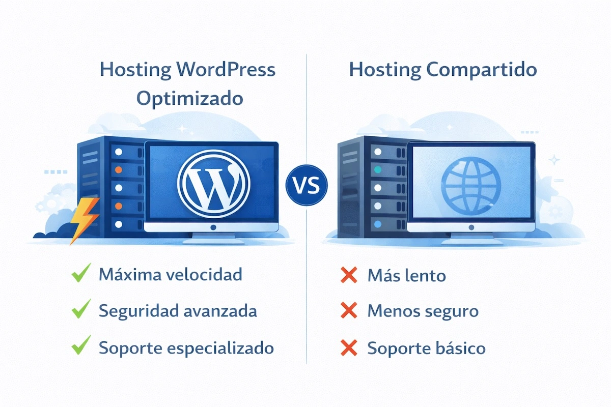  Comparación entre hosting WordPress y hosting compartido