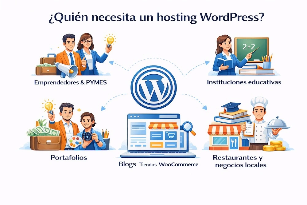 Quién necesita hosting WordPress en Perú para emprendedores, pymes, tiendas online y negocios locales